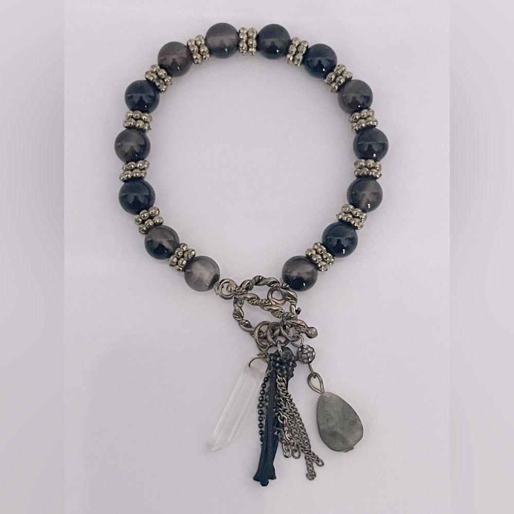 Elegant Black and Gold Beaded Bracelet💚🖤